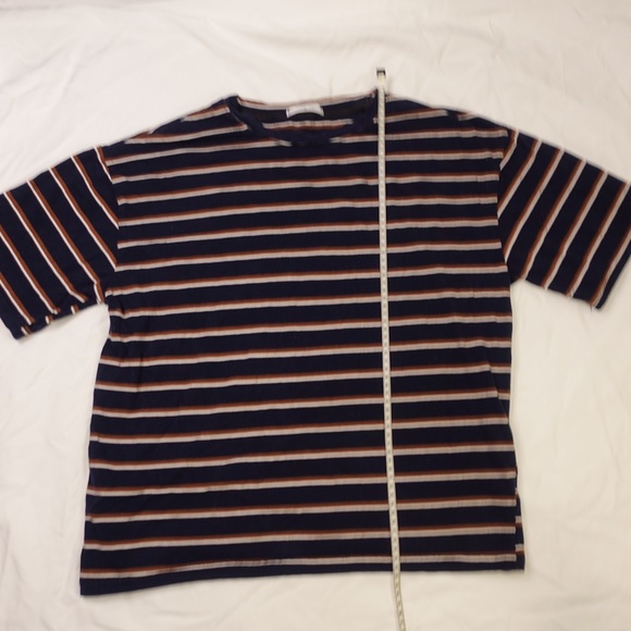 Boxy OversizedStriped Navy, Brown and White T-Shirt - Picture 6 of 14